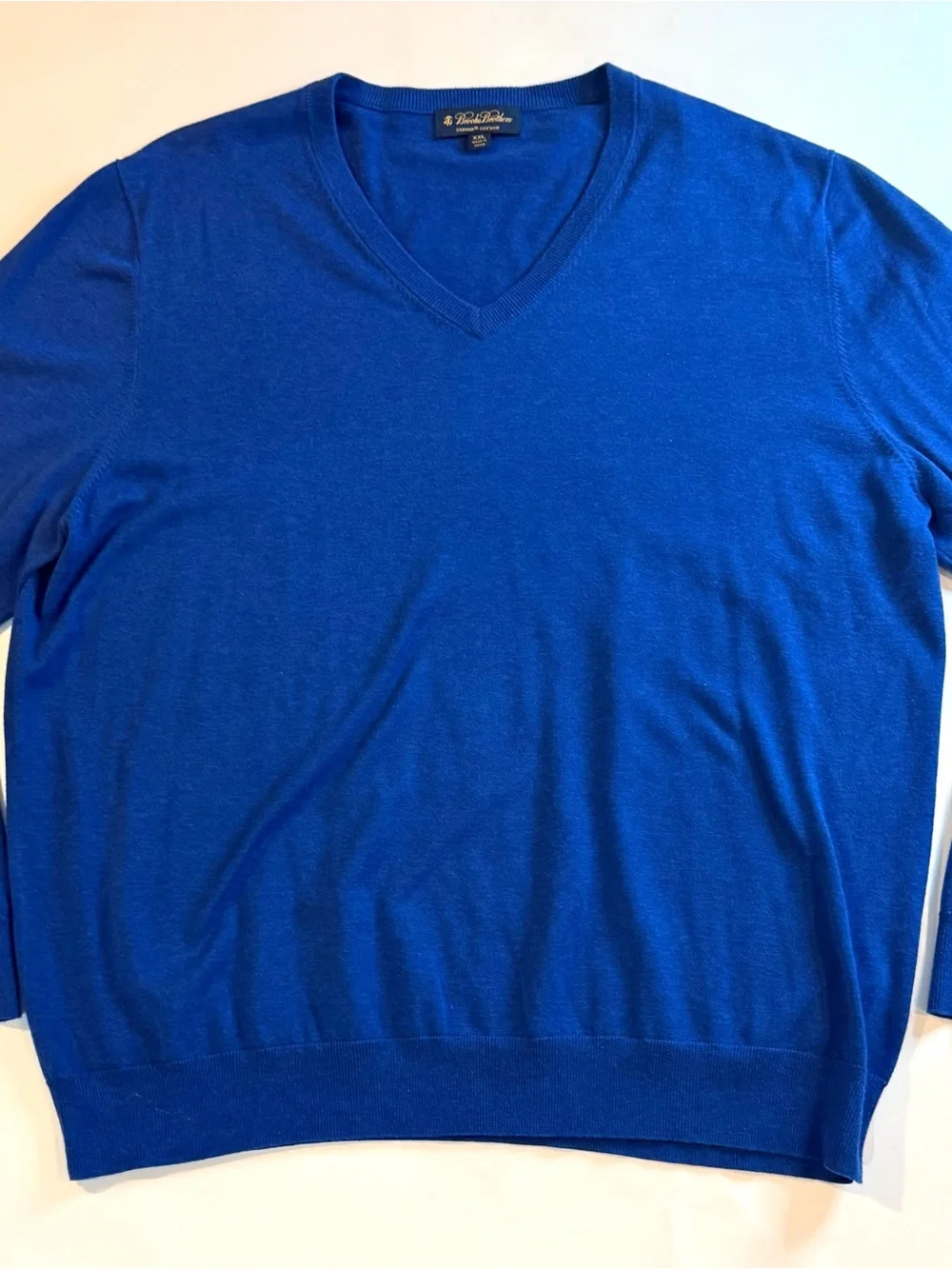 Brooks Brothers Sweater Mens XXL Supima Cotton V-Neck Pullover Knit Classic Blue